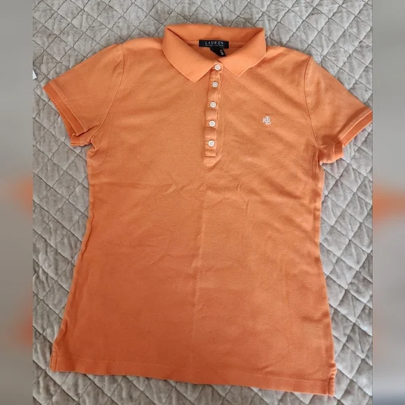Ralph Lauren Women's Orange Button Down Polo Shirt - Picture 3 of 4